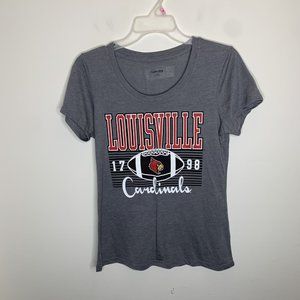 NWOT Captivating Apparel Womens S Grey Louisville Cardinals Short Sleeve Shirt